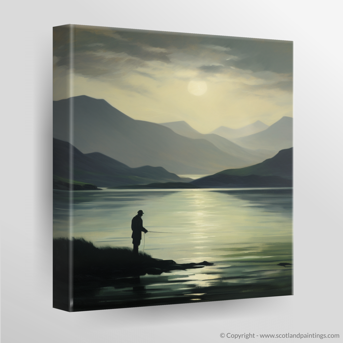 Lone Fisherman at Twilight: A Serene Loch Lomond Vista