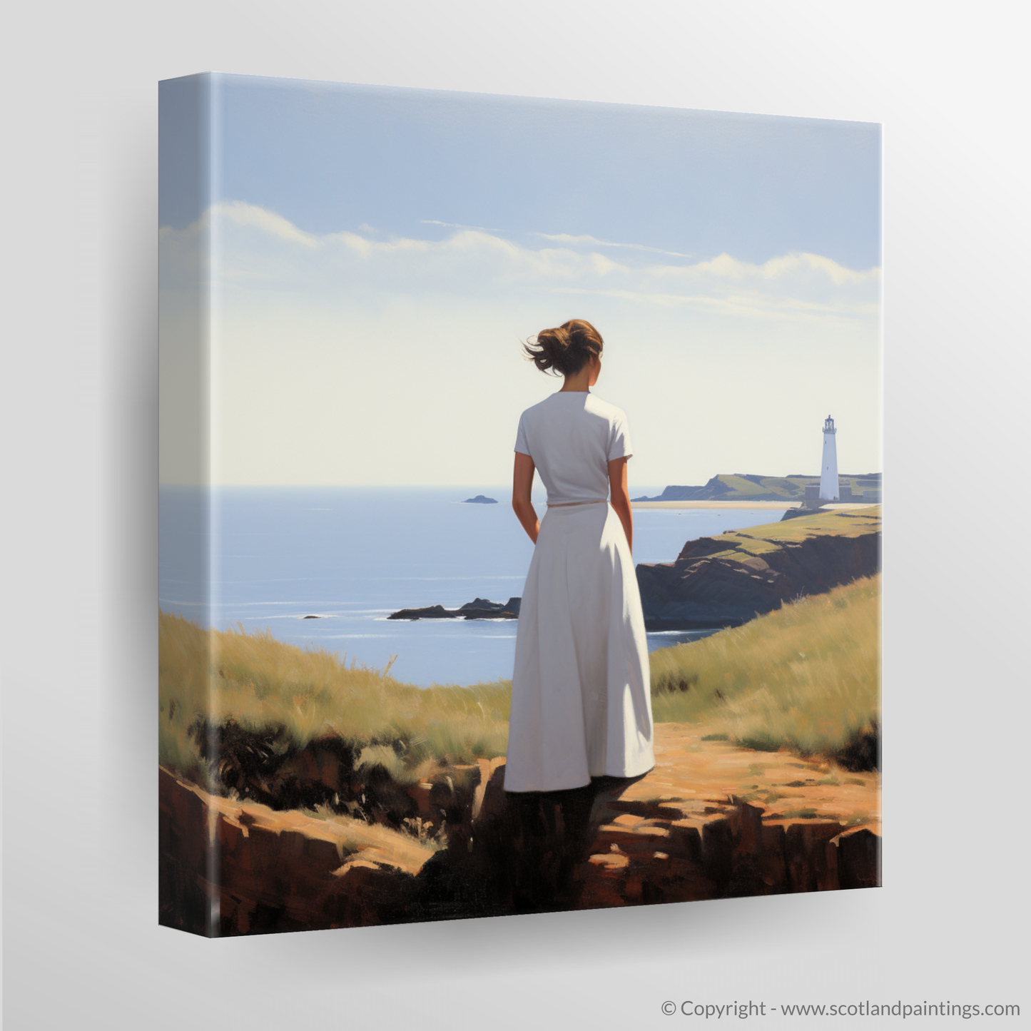 Coastal Reverie: A Woman and the Lighthouse of Mull of Kintyre