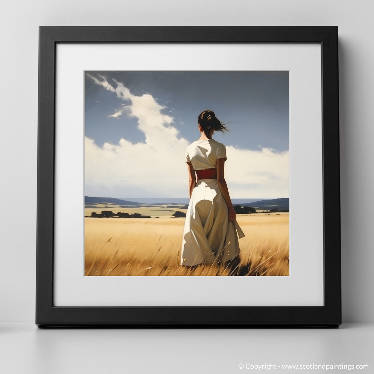 Whispers of Culloden: A Woman in White – Scotland Paintings and Art Prints