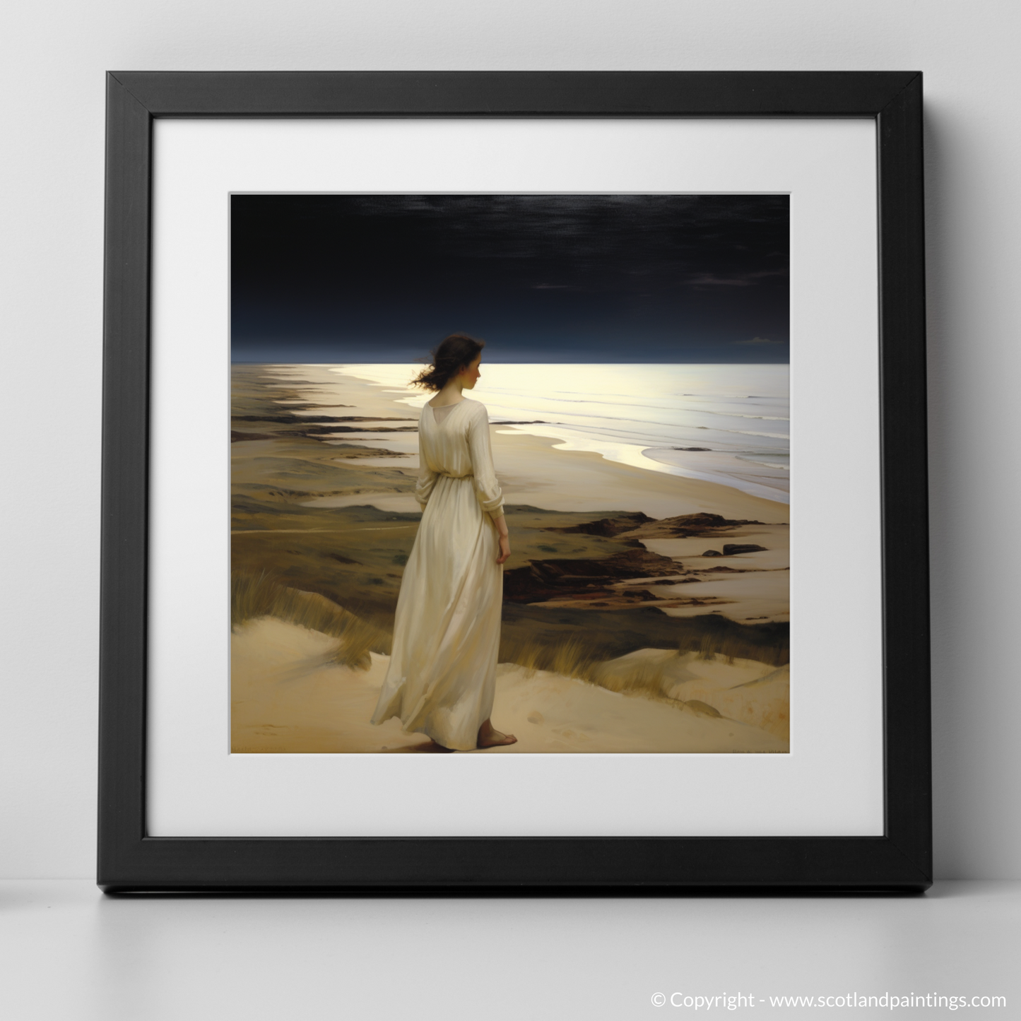 Solitude by the Sea: A Woman in White at Balmedie Beach