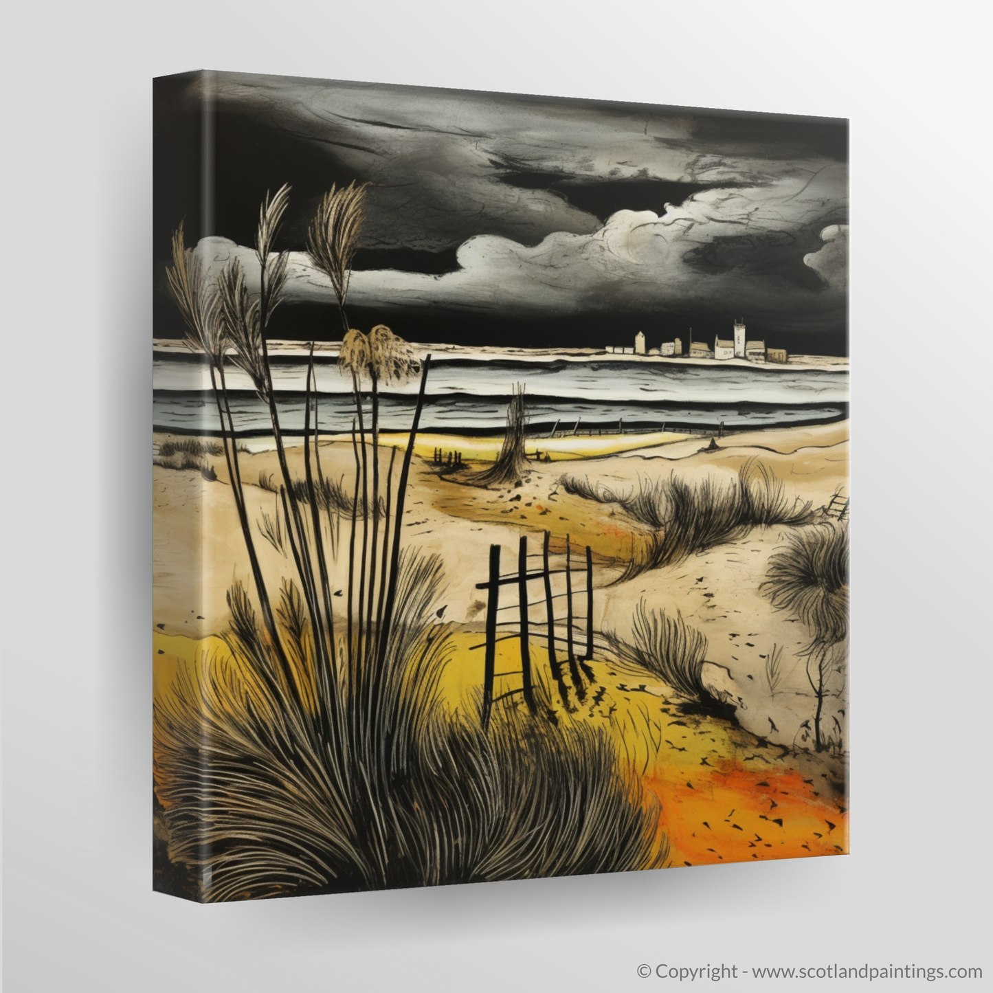 Canvas Print of West Sands with a stormy sky