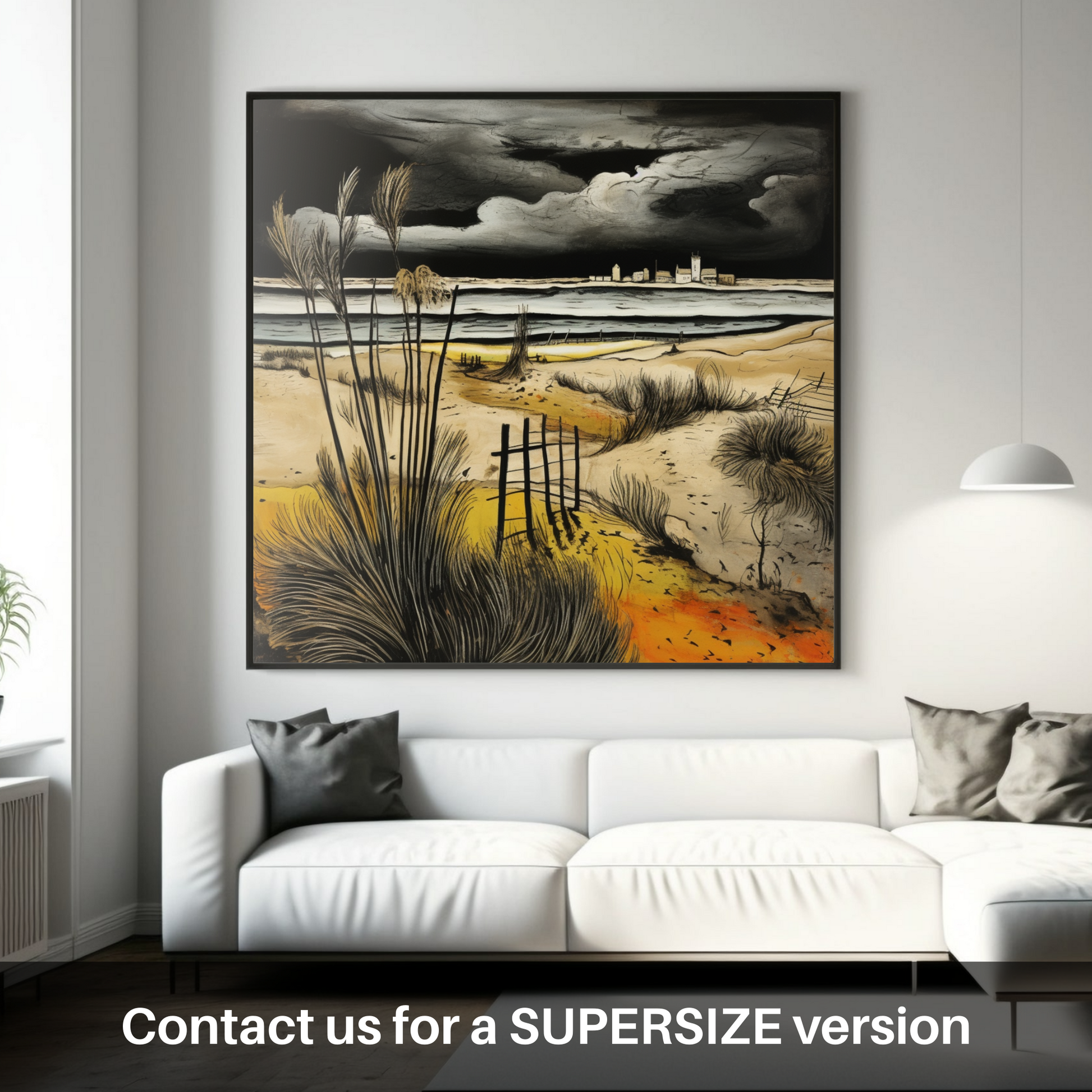 Huge supersize print of West Sands with a stormy sky