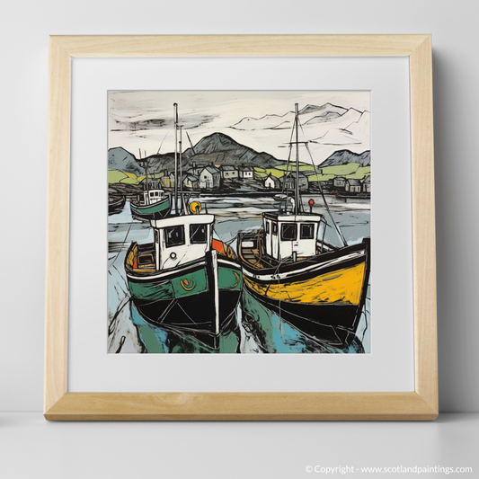 Art Print of Castlebay Harbour, Isle of Barra with a natural frame