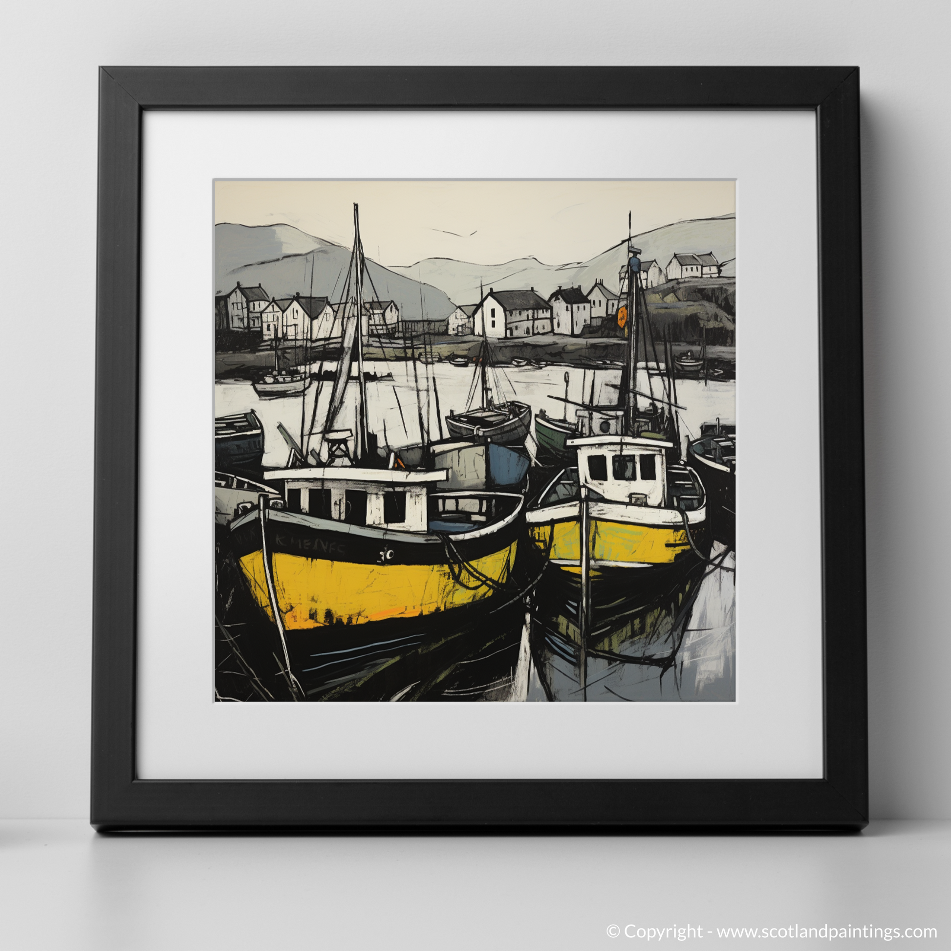 Art Print of Castlebay Harbour, Isle of Barra with a black frame