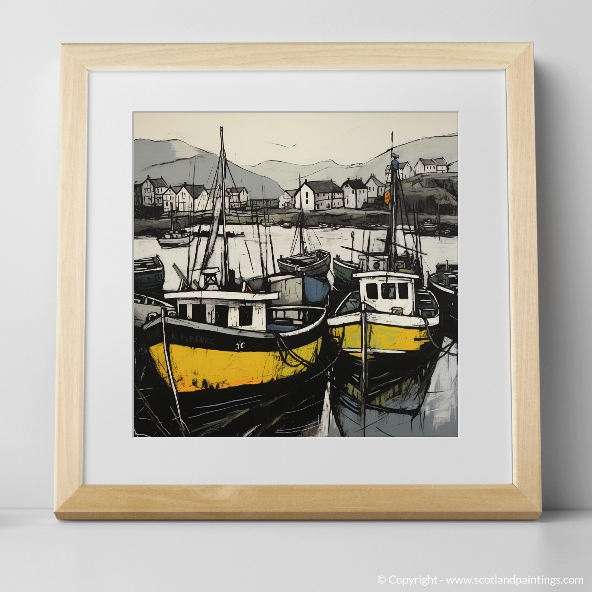Art Print of Castlebay Harbour, Isle of Barra with a natural frame