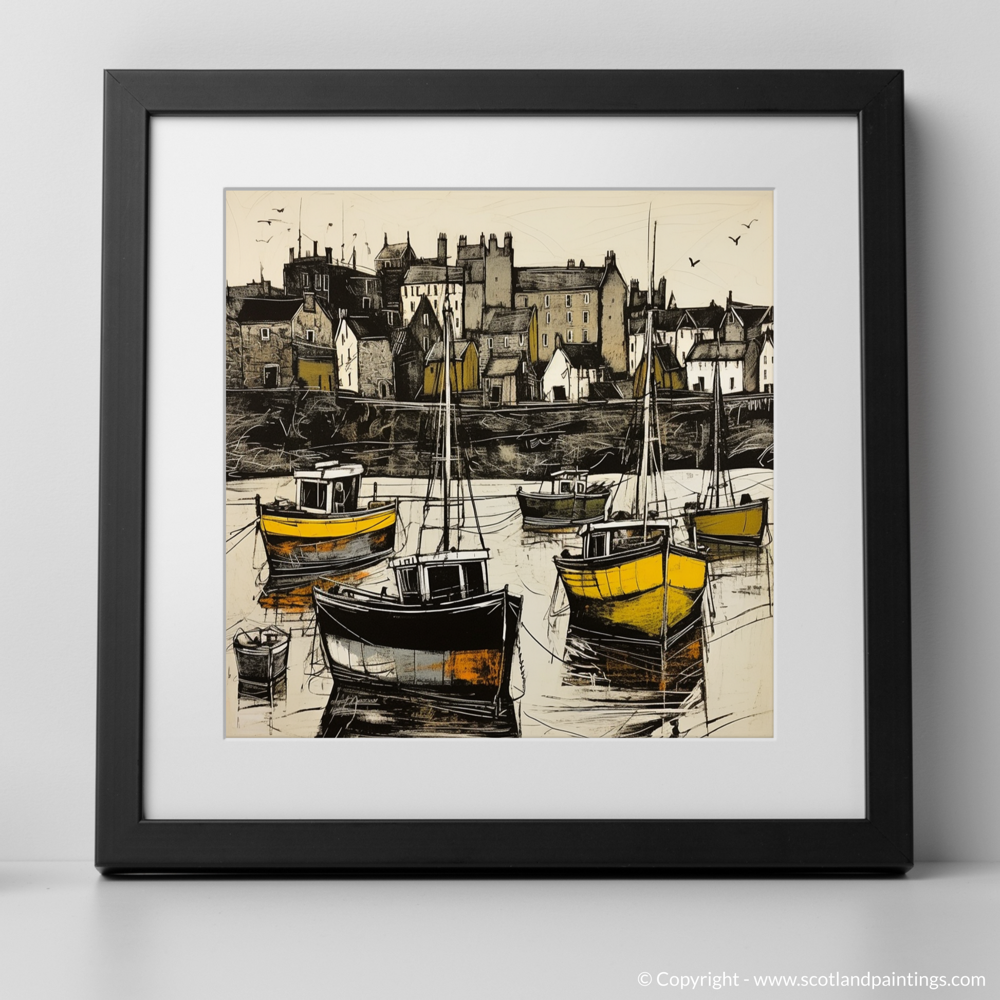 Art Print of Castlebay Harbour, Isle of Barra with a black frame