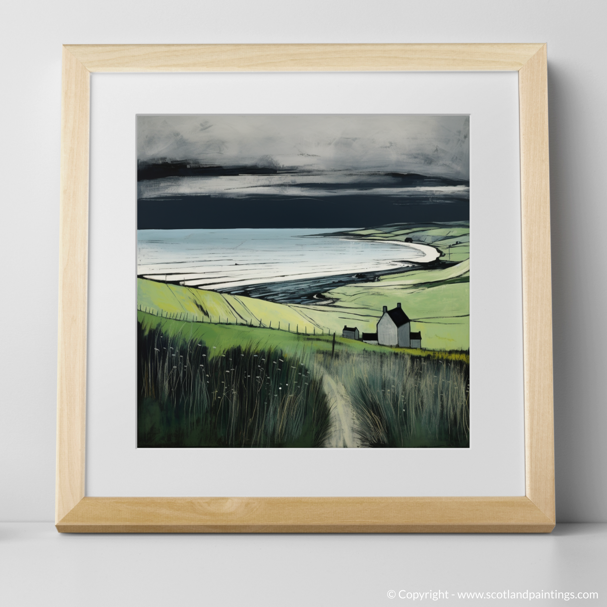 Art Print of Lunan Bay, Angus with a natural frame