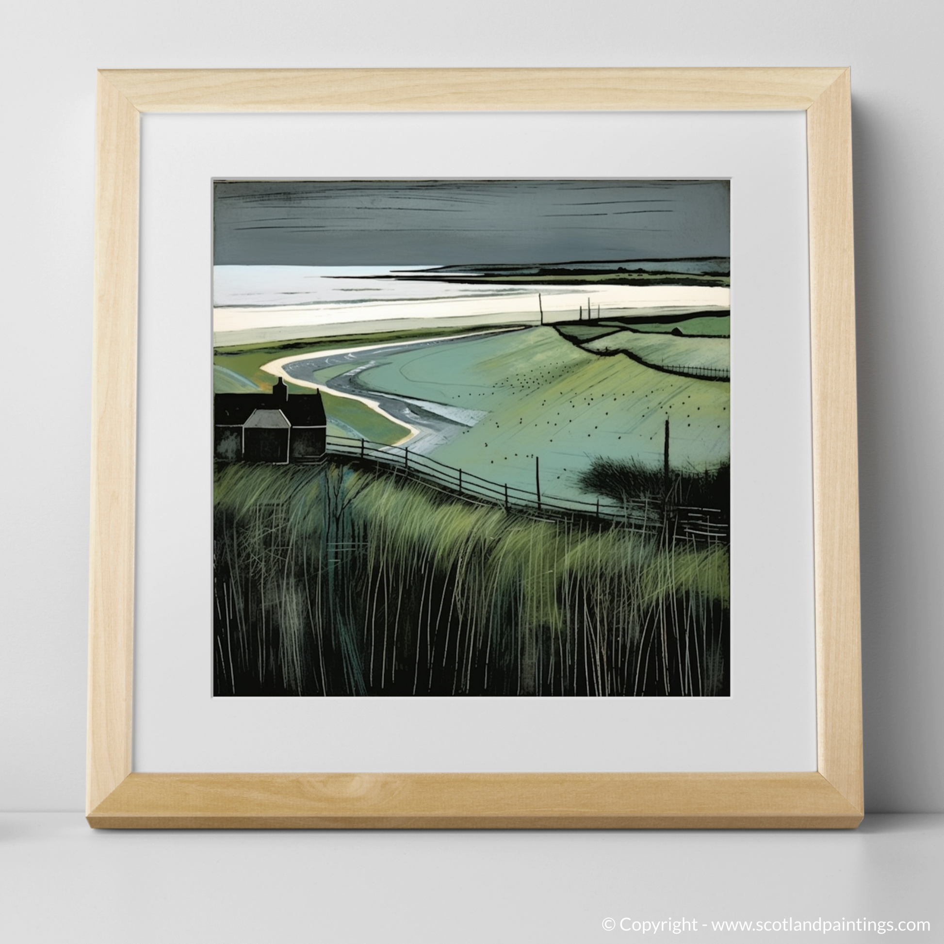 Art Print of Lunan Bay, Angus with a natural frame