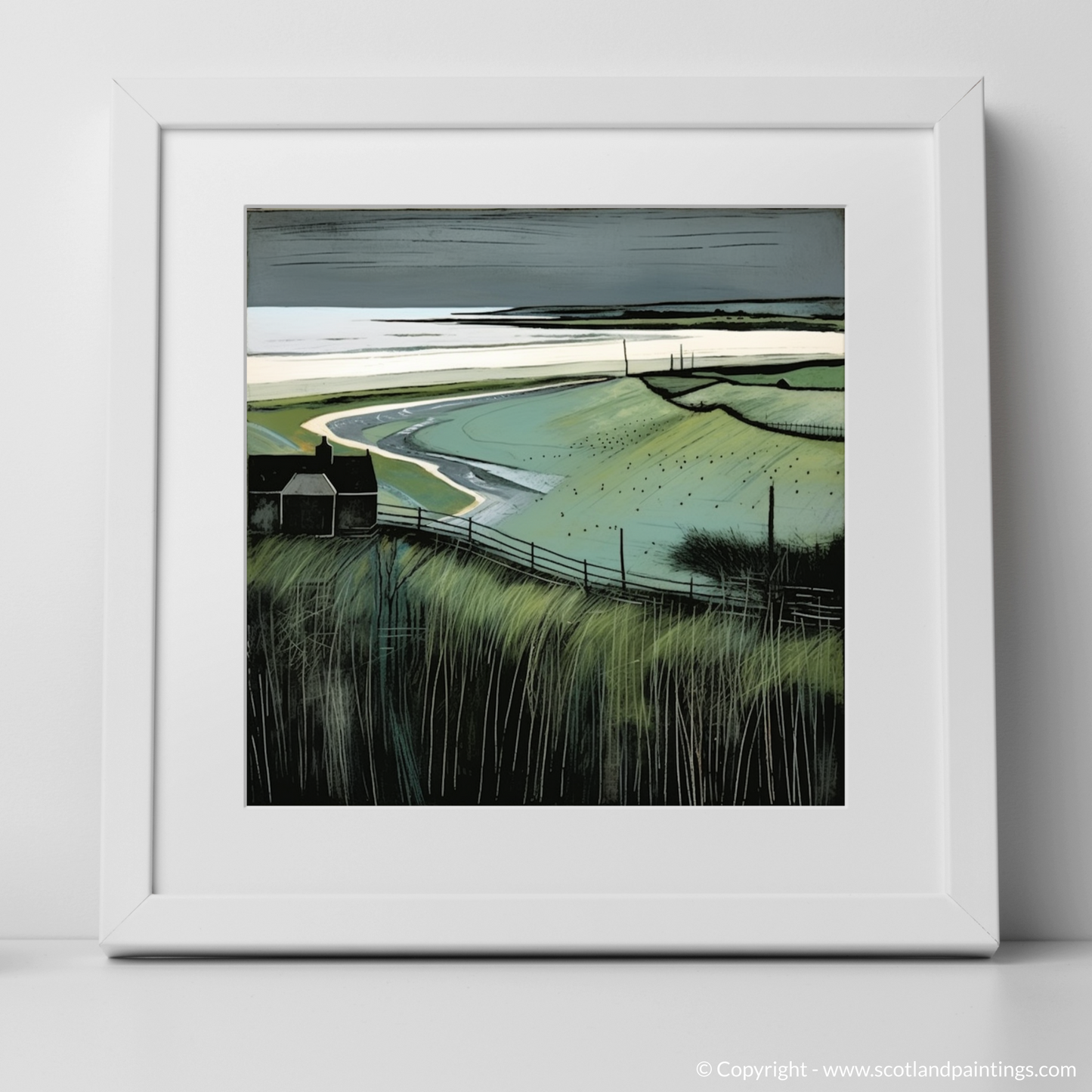 Art Print of Lunan Bay, Angus with a white frame