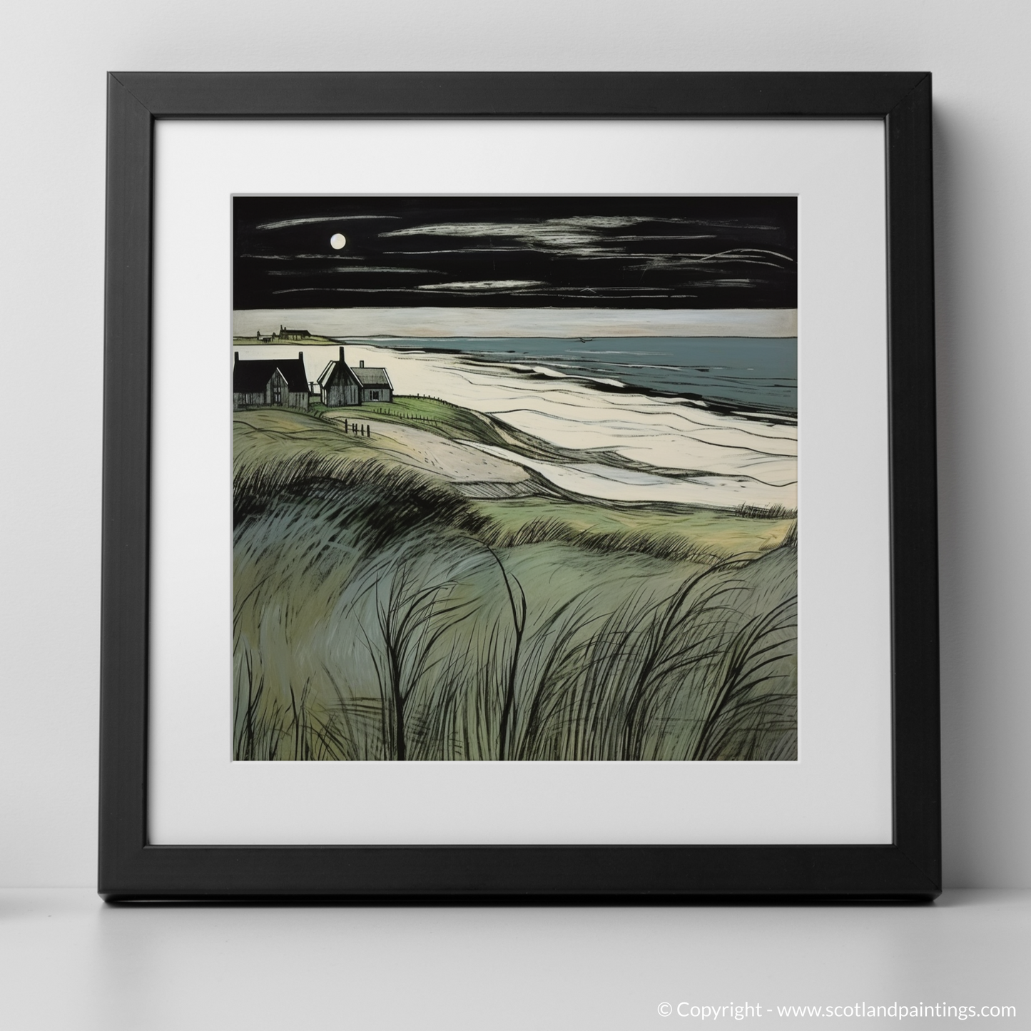 Art Print of Lunan Bay, Angus with a black frame