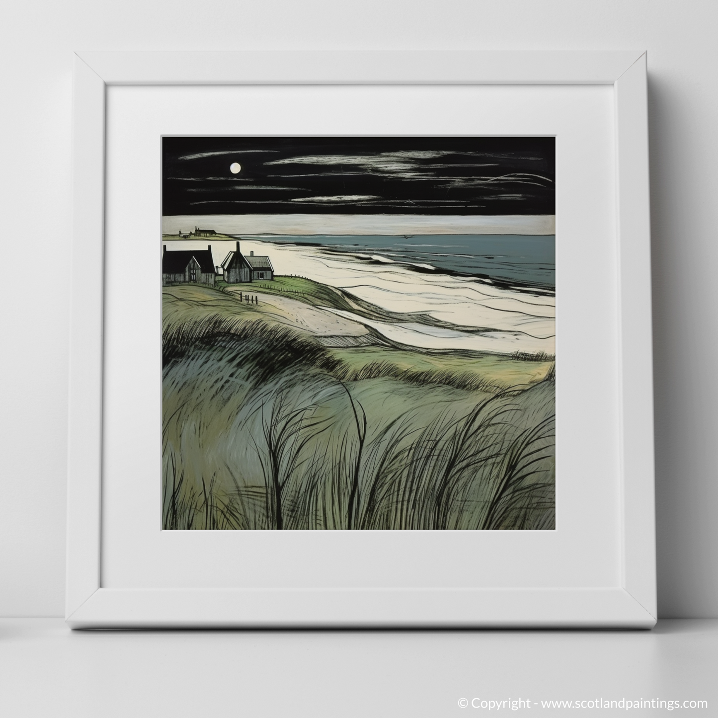 Art Print of Lunan Bay, Angus with a white frame