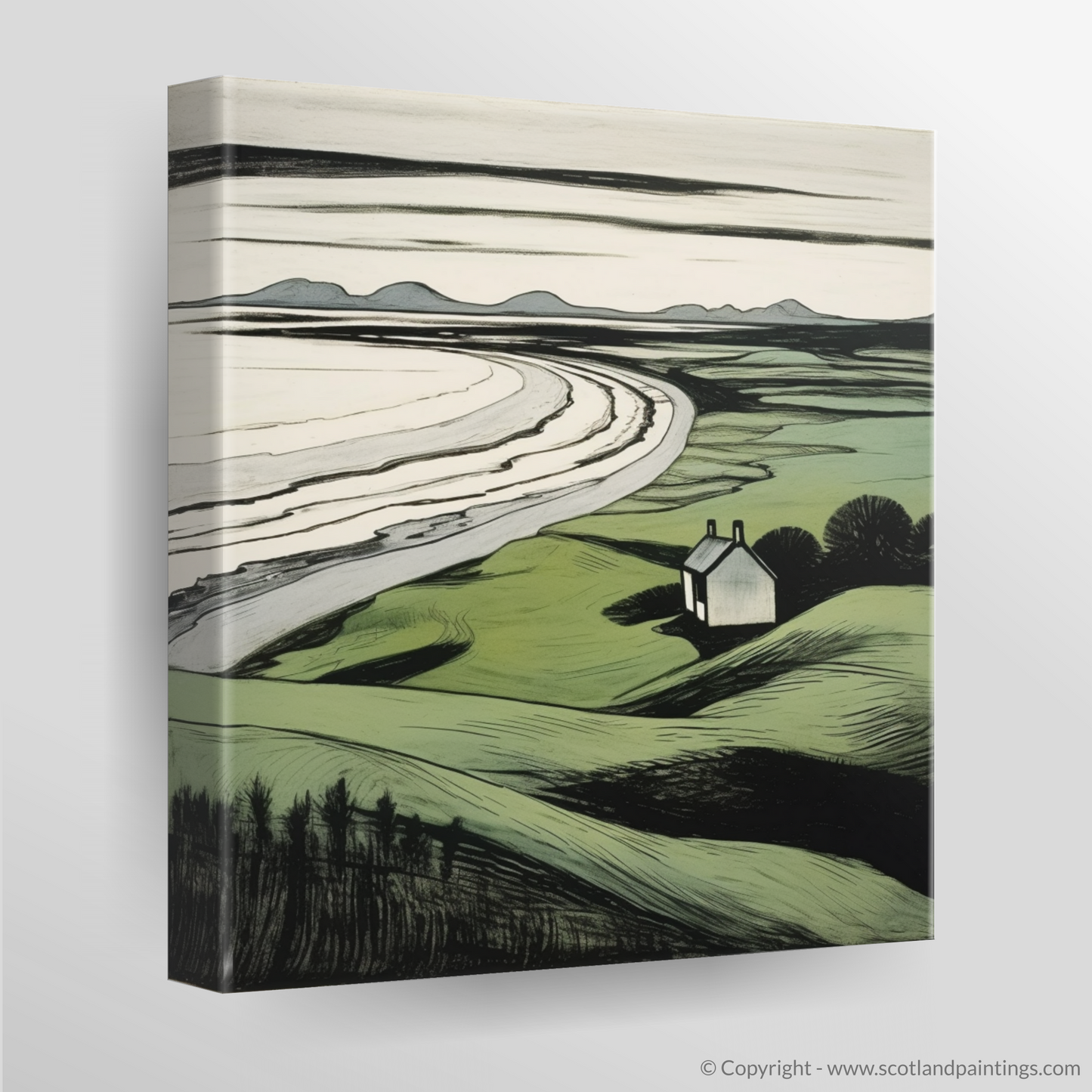 Lunan Bay Embrace: An Illustrative Expression of Scotland's Coastal Grandeur