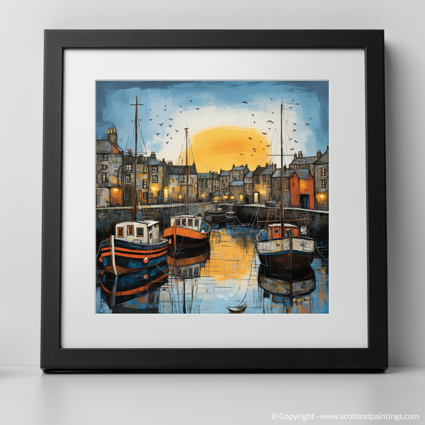 Dusk at Findochty Harbour: An Illustrative Expressionist Tribute