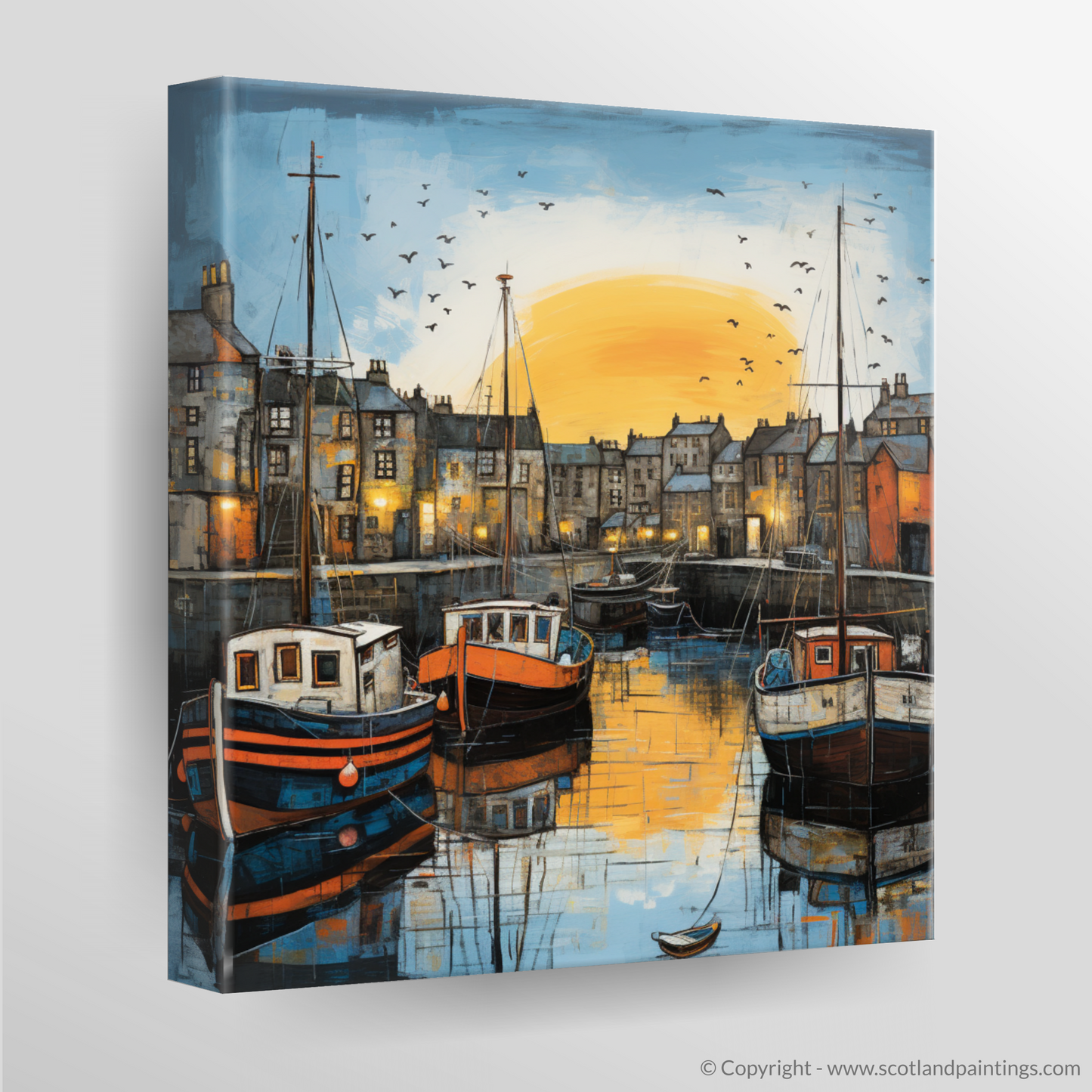 Dusk at Findochty Harbour: An Illustrative Expressionist Tribute