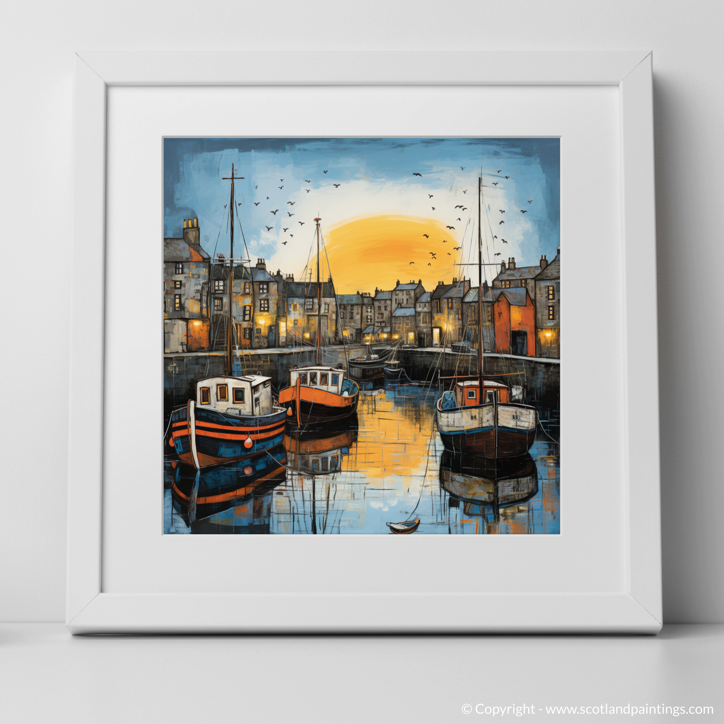 Dusk at Findochty Harbour: An Illustrative Expressionist Tribute