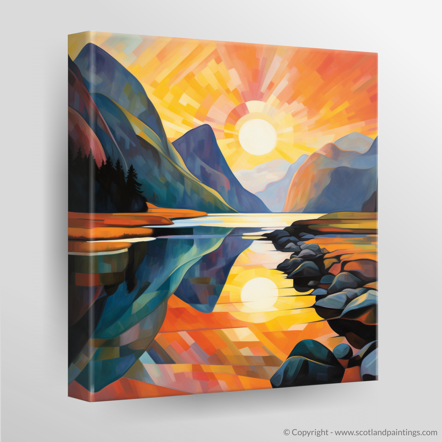 Sunset Glow in Glencoe: A Cubist Reverie