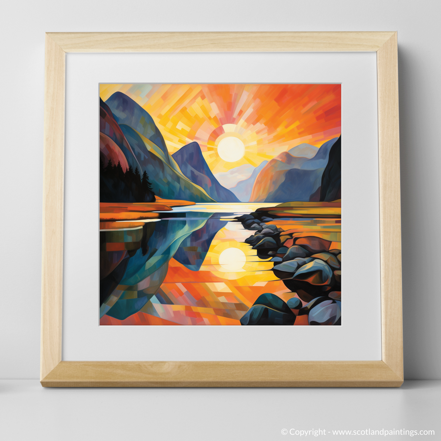 Sunset Glow in Glencoe: A Cubist Reverie