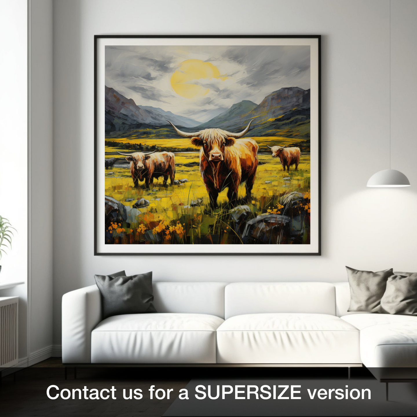 Highland Cows in the Wildflower Glens: An Abstract Expressionist Ode to Glencoe