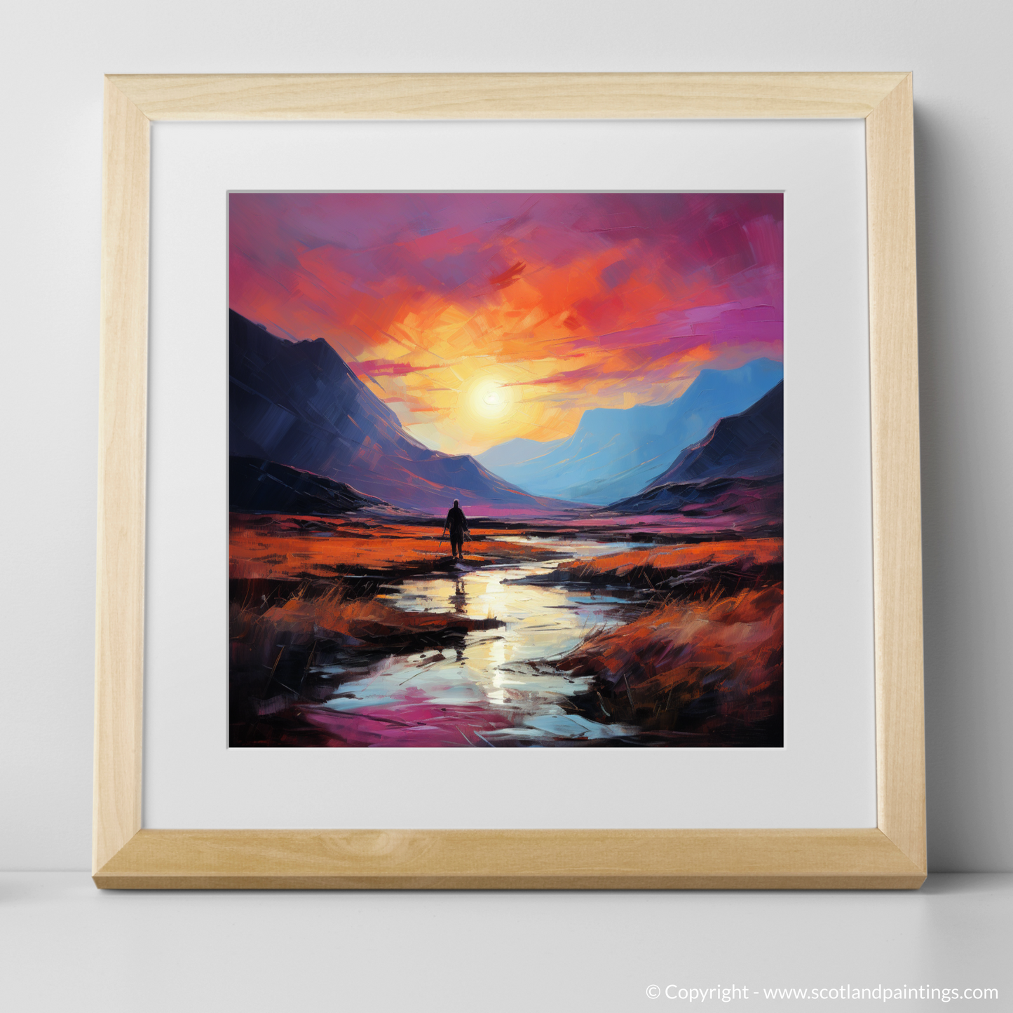 Solitary Walker at Dusk: A Fauvist Homage to Glencoe's Wild Beauty