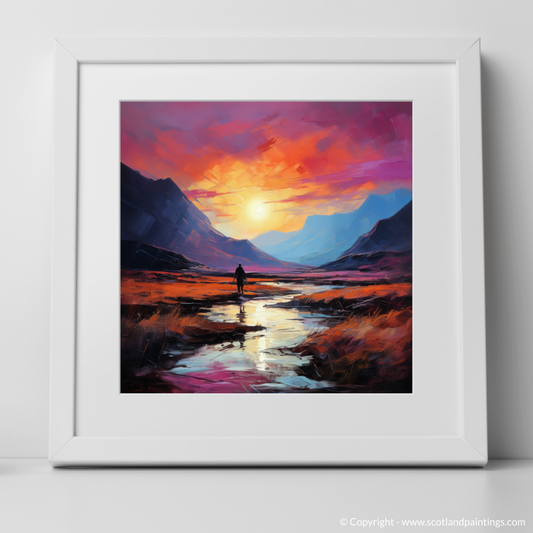 Solitary Walker at Dusk: A Fauvist Homage to Glencoe's Wild Beauty