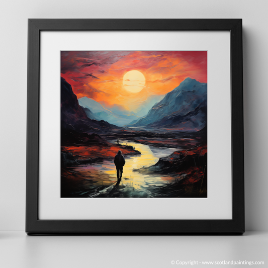 Solitary Walker at Dusk: A Fauvist Tribute to Glencoe's Majesty