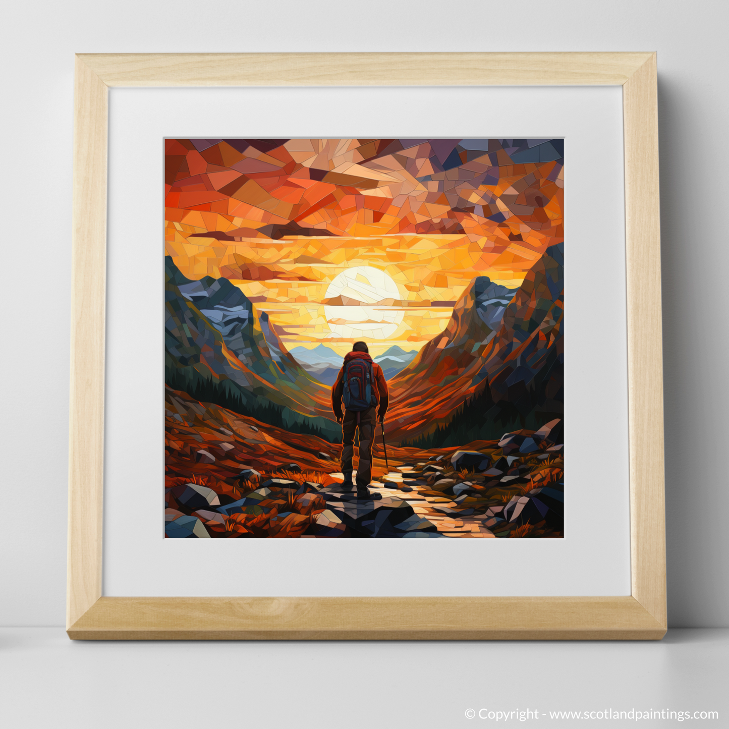 Hiker's Silhouette: A Cubist Sunset in Glencoe