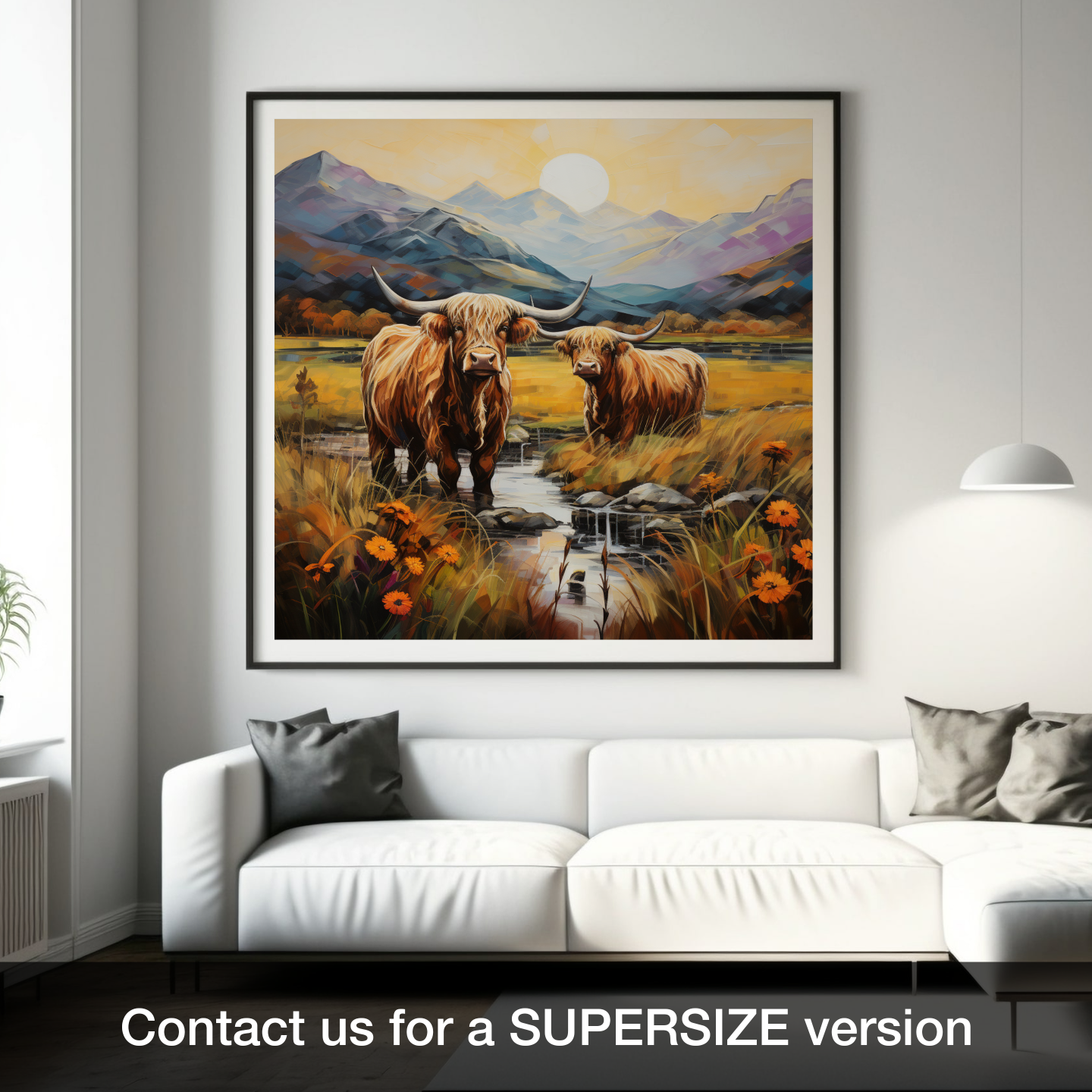 Highland Serenity: An Art Nouveau Tribute to Glencoe's Majestic Cows