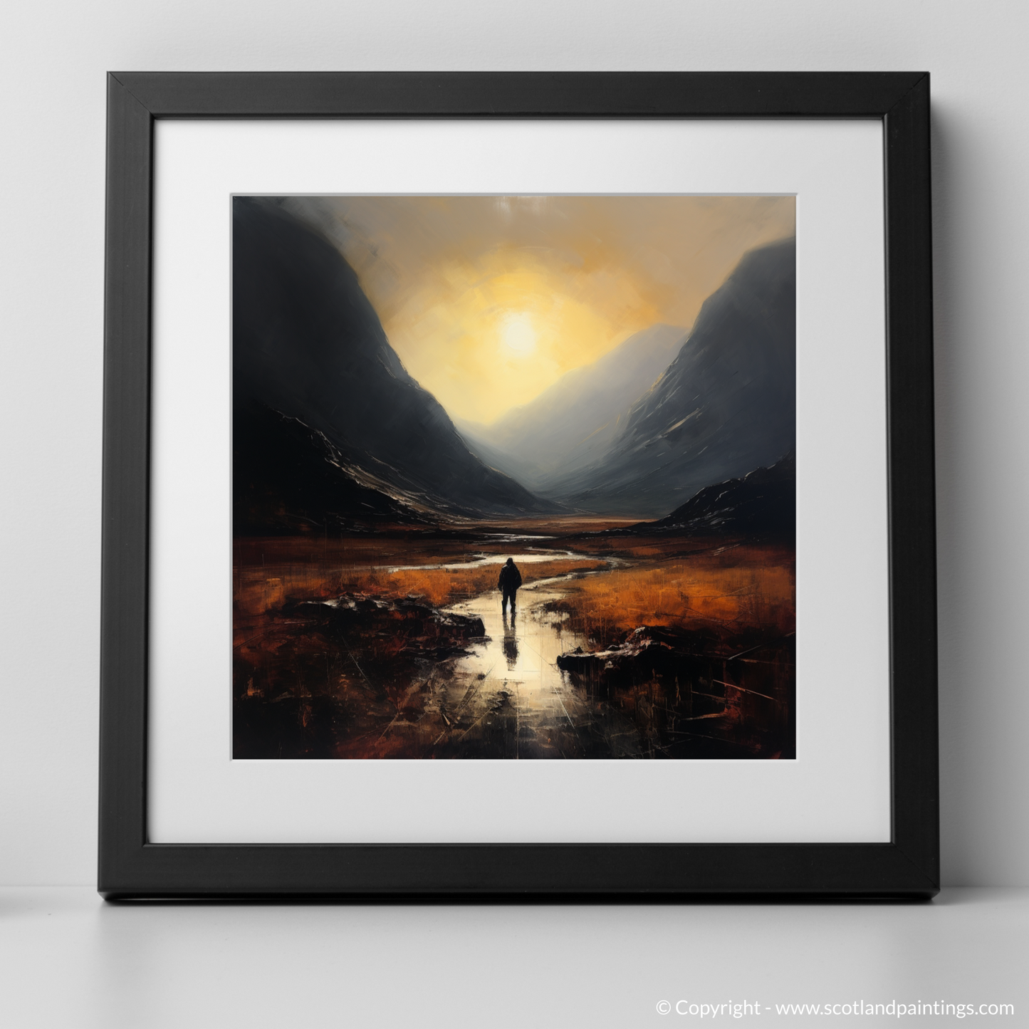 Solitary Walker at Dusk: A Minimalist Tribute to Glencoe