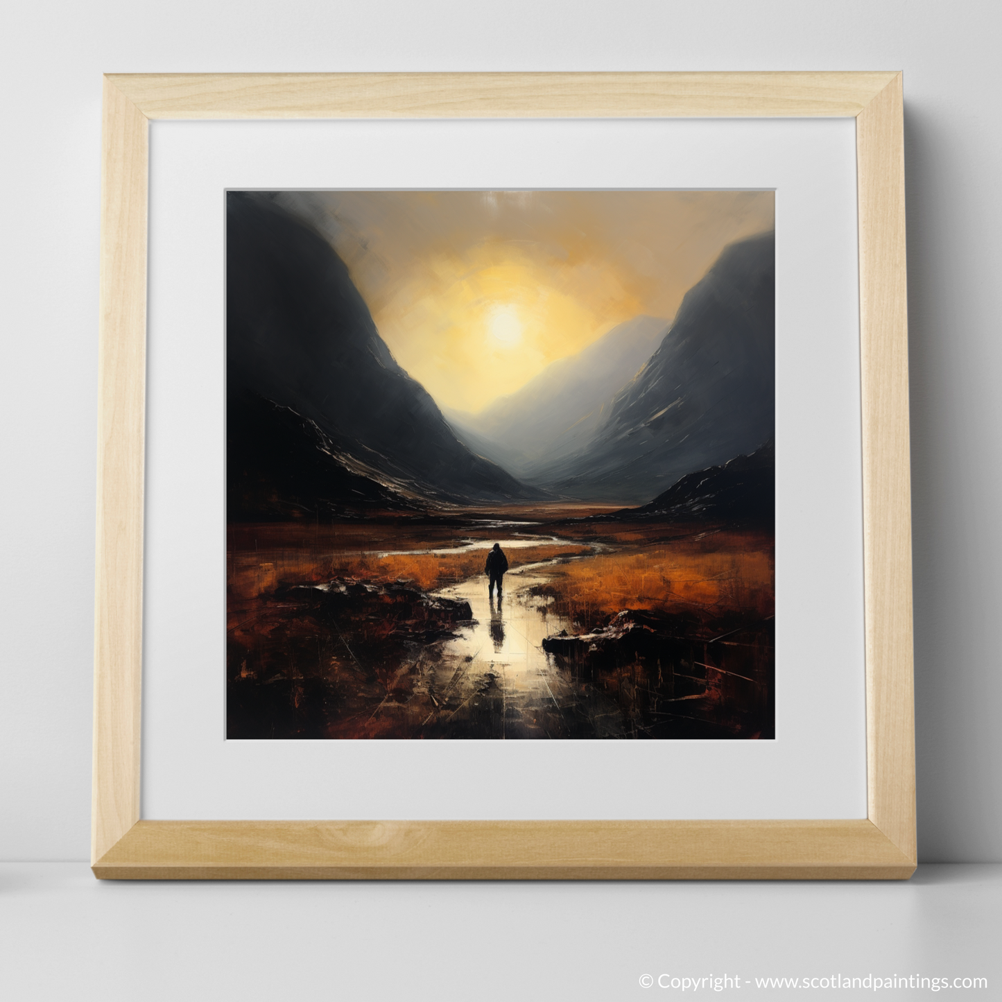 Solitary Walker at Dusk: A Minimalist Tribute to Glencoe