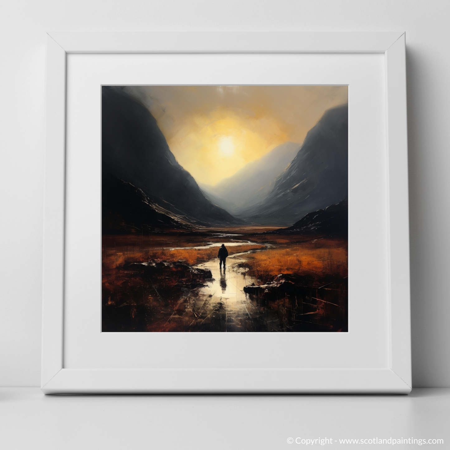 Solitary Walker at Dusk: A Minimalist Tribute to Glencoe