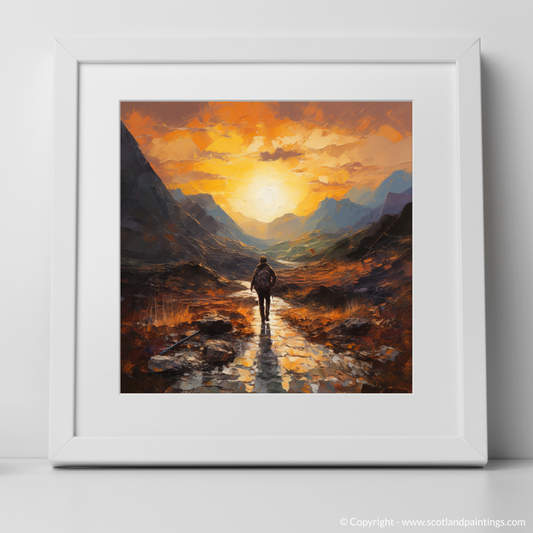 Hiker's Sunset Silhouette in Glencoe's Embrace