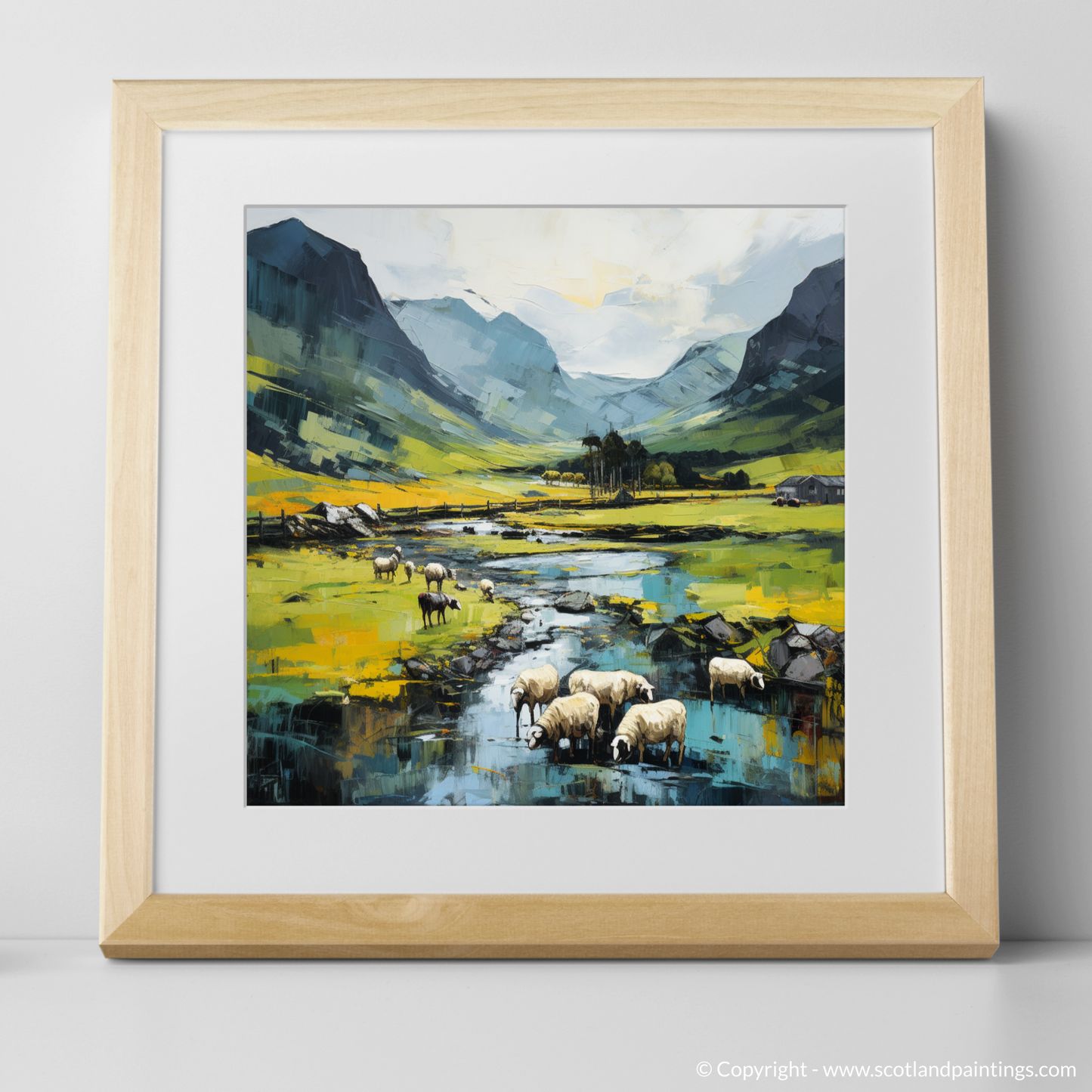 Cubist Serenity: Grazing Sheep in Glencoe