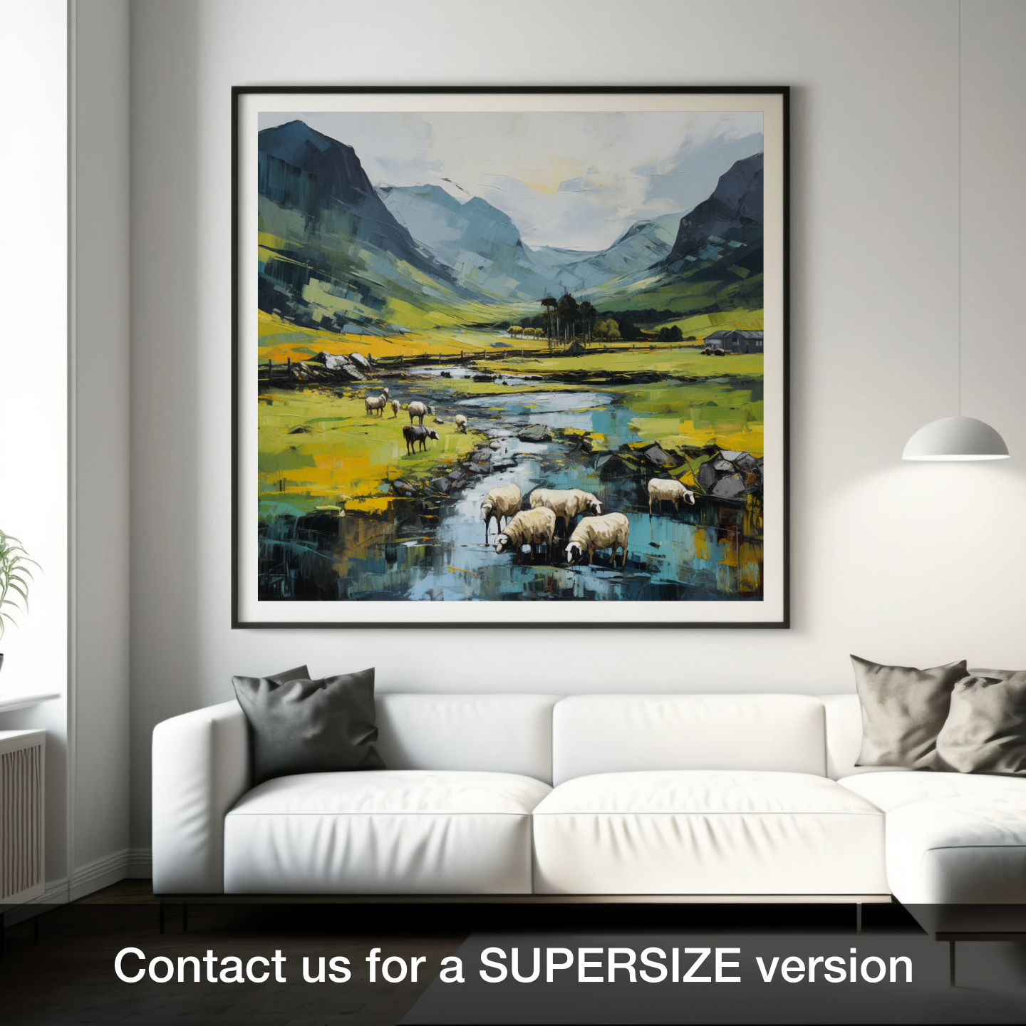 Cubist Serenity: Grazing Sheep in Glencoe