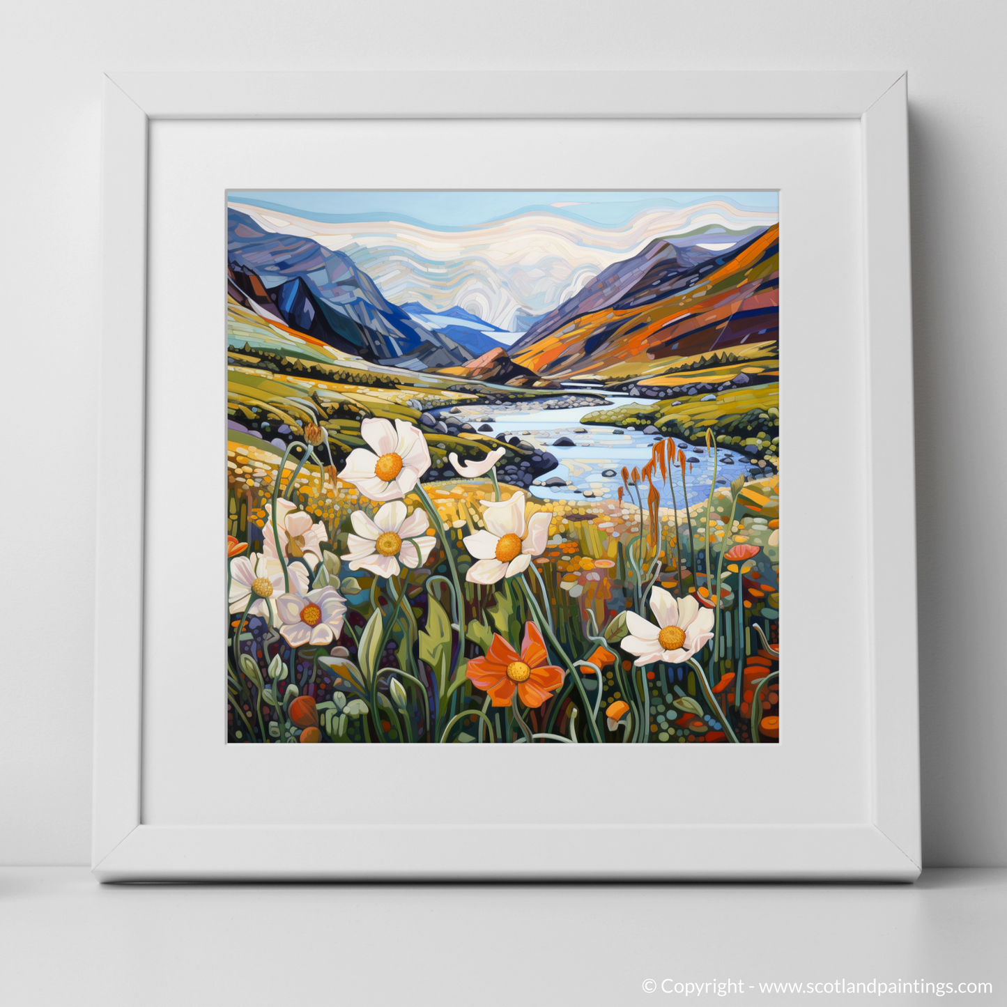 Cubist Rhapsody of Glencoe Lochan with Mountain Avens