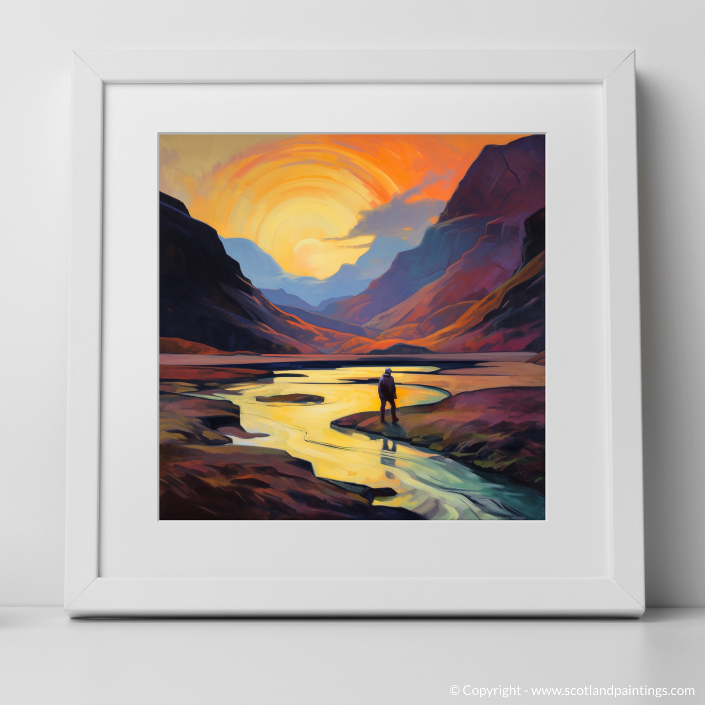 Solitary Walker at Dusk: A Cubist Ode to Glencoe