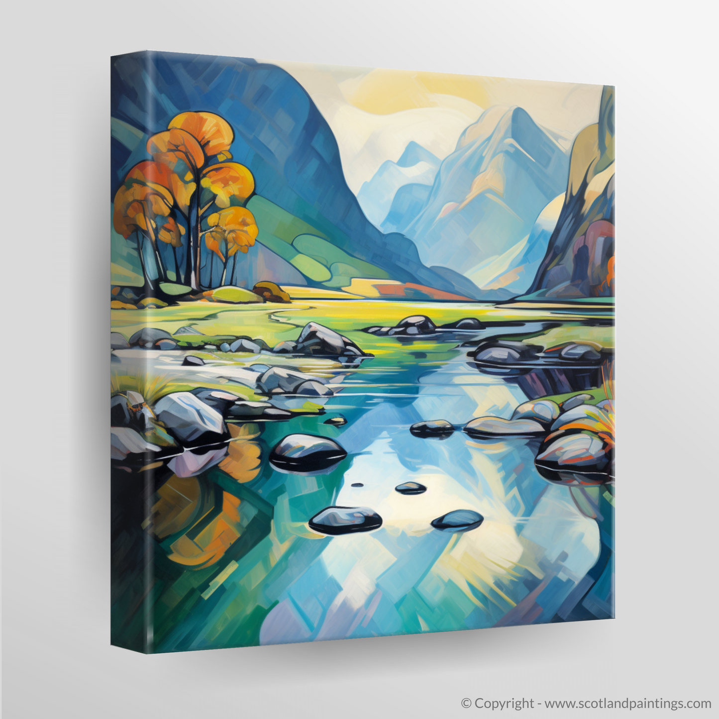 Reflections of River Coe: A Cubist Homage to Glencoe's Majesty