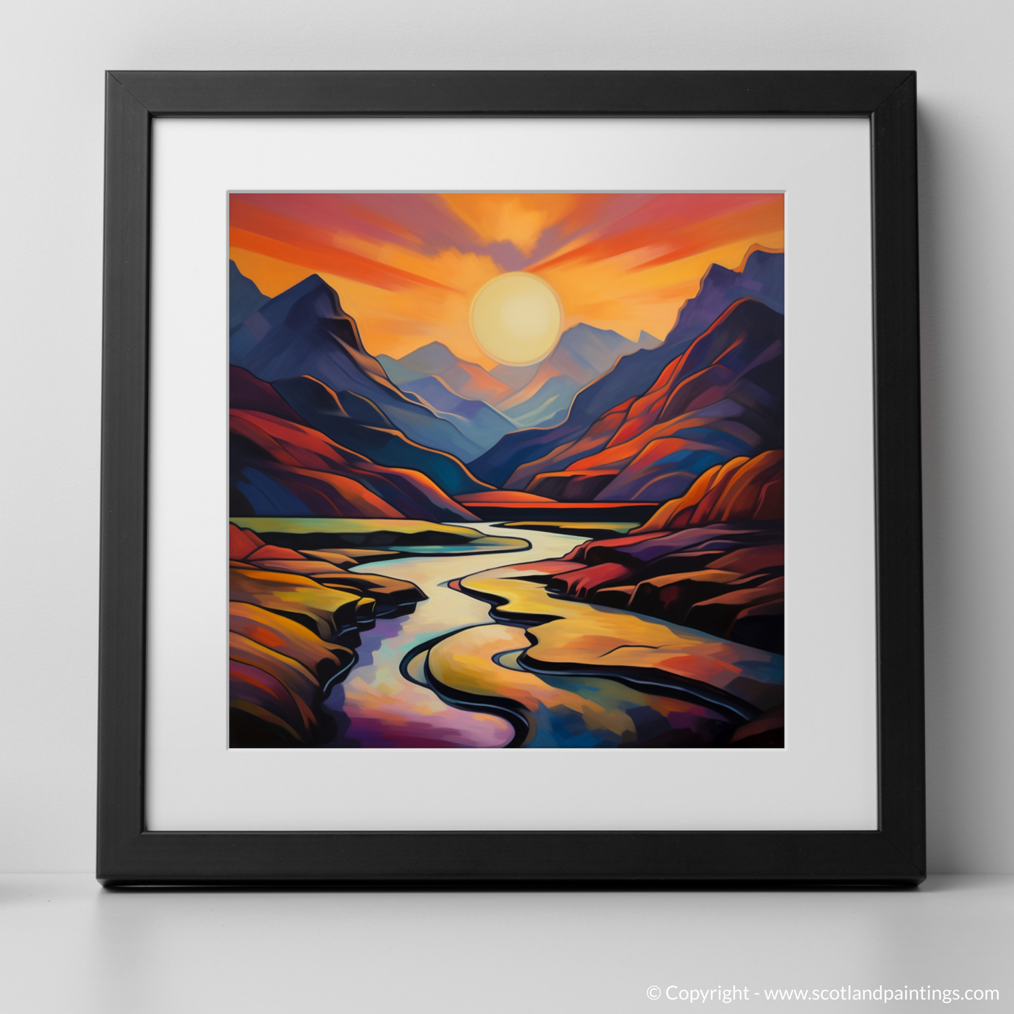 Sunset Glow in Glencoe: A Cubist Odyssey