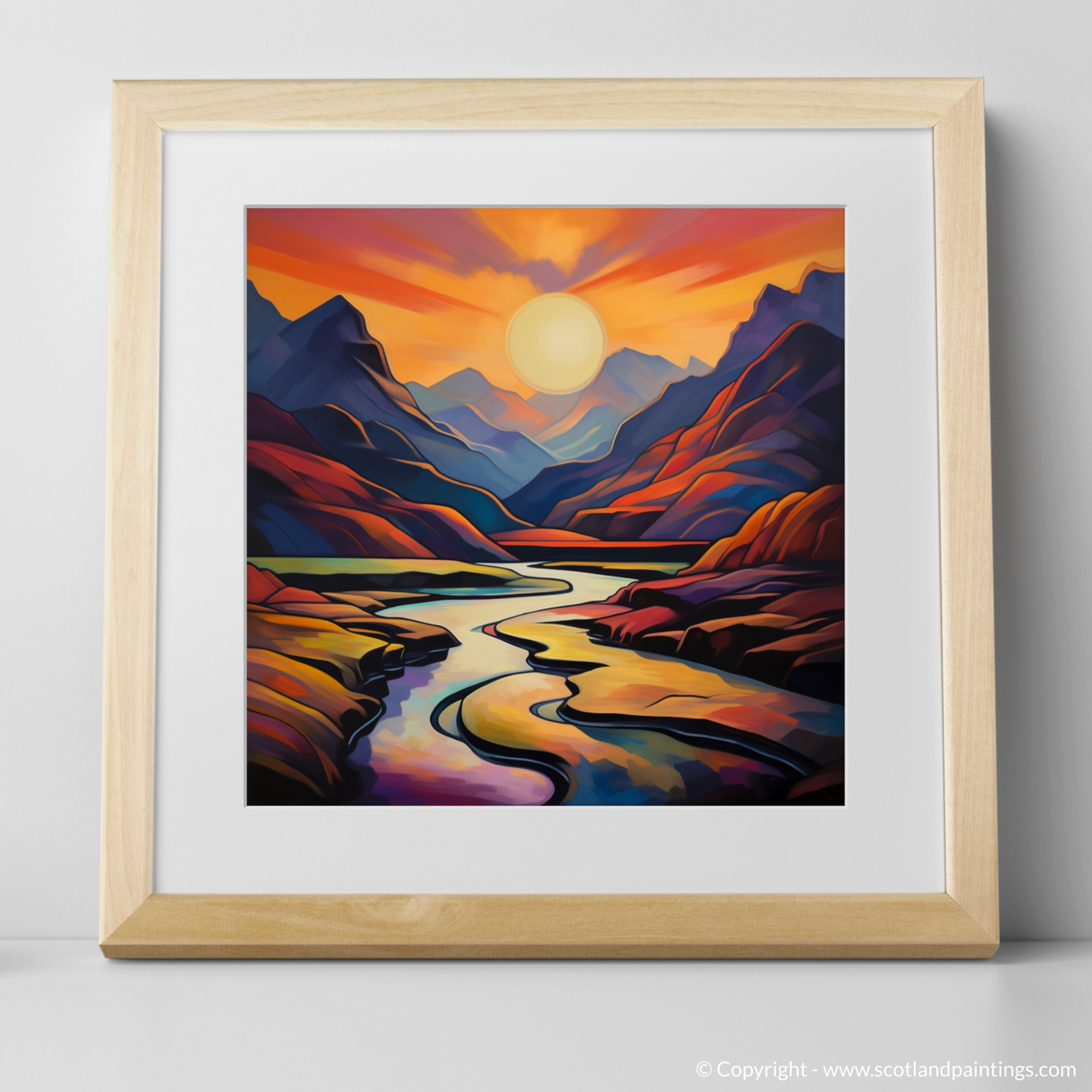 Sunset Glow in Glencoe: A Cubist Odyssey