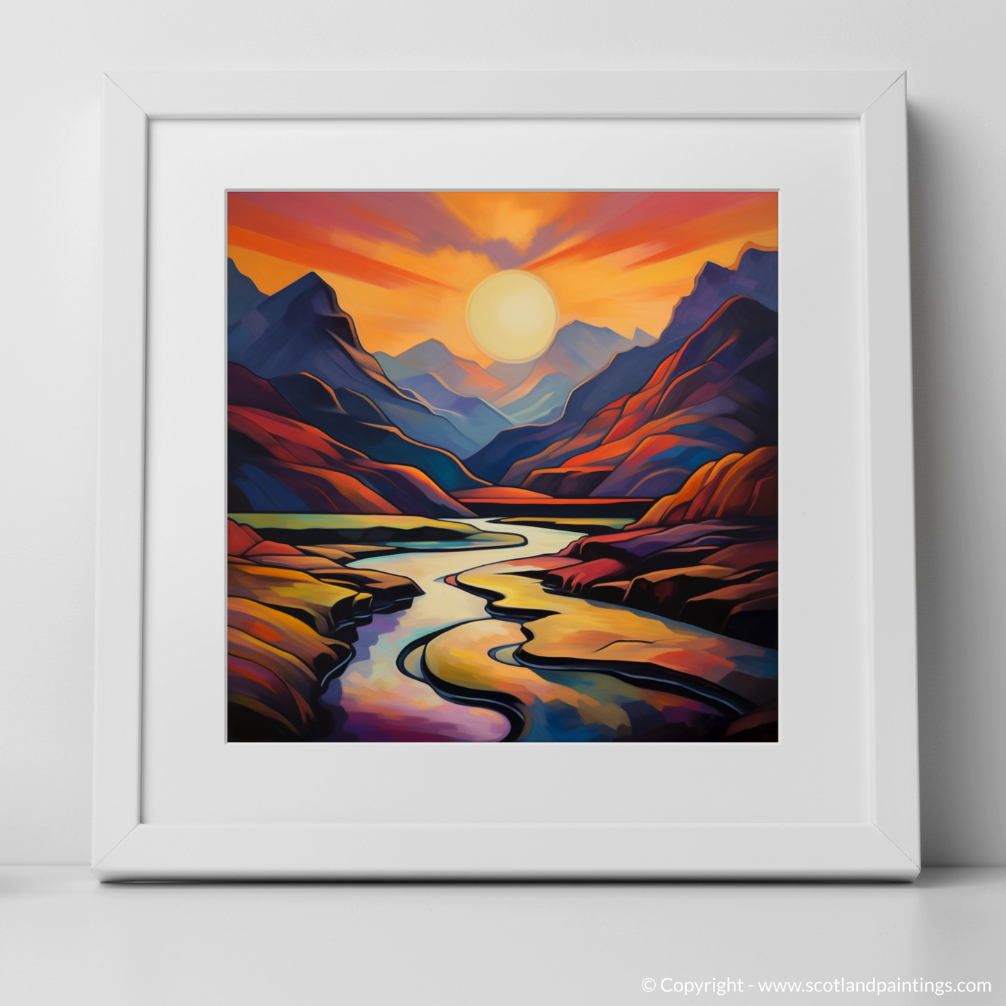 Sunset Glow in Glencoe: A Cubist Odyssey