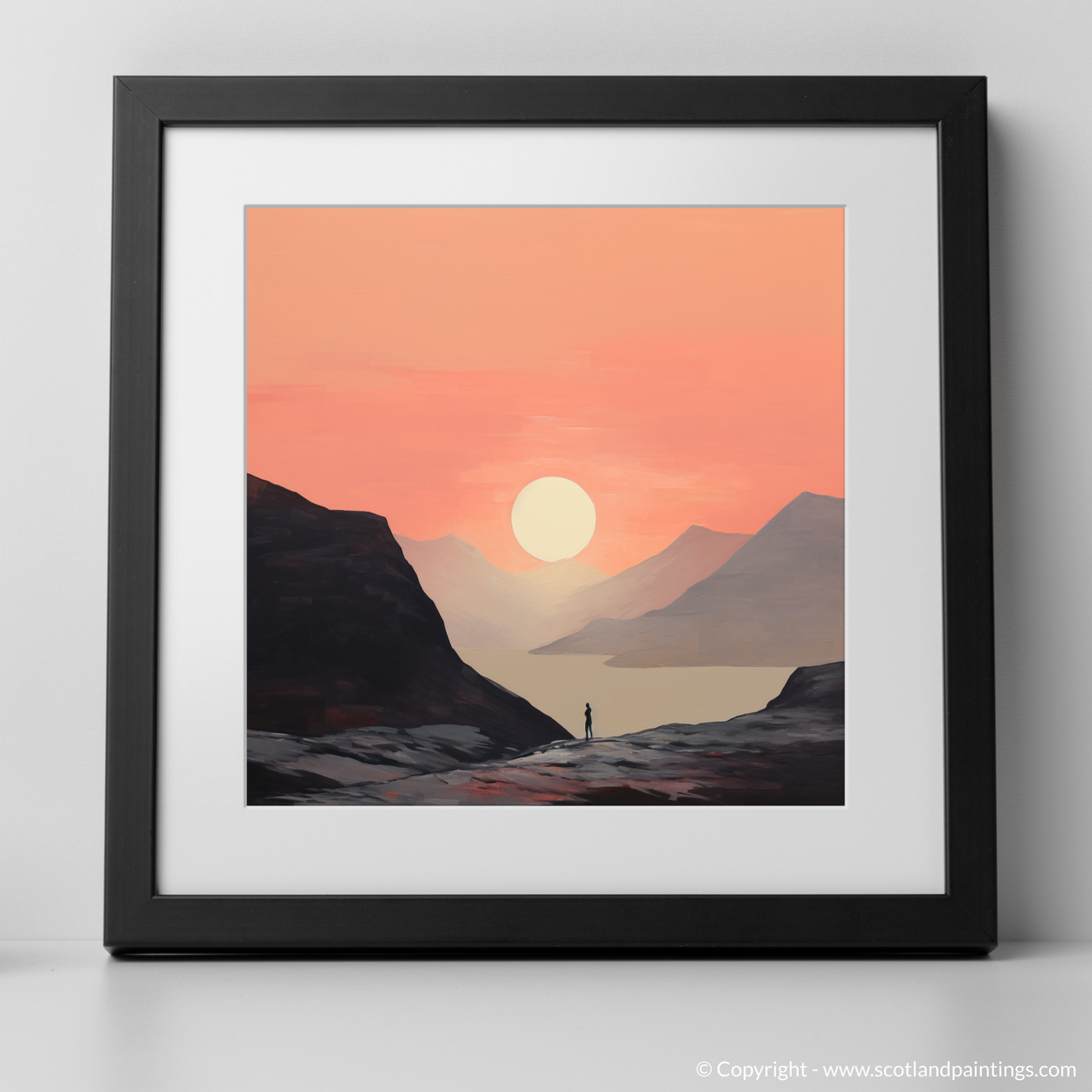 Hiker's Sunset Solace in Glencoe Minimalist Artwork