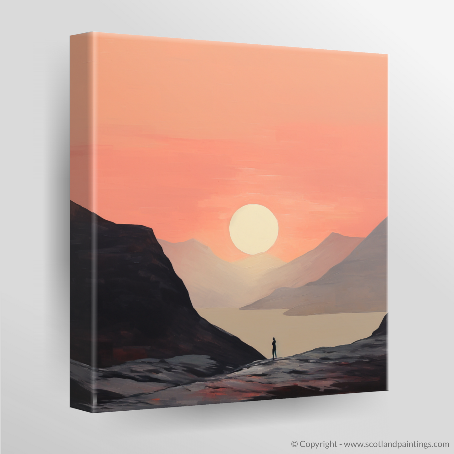 Hiker's Sunset Solace in Glencoe Minimalist Artwork