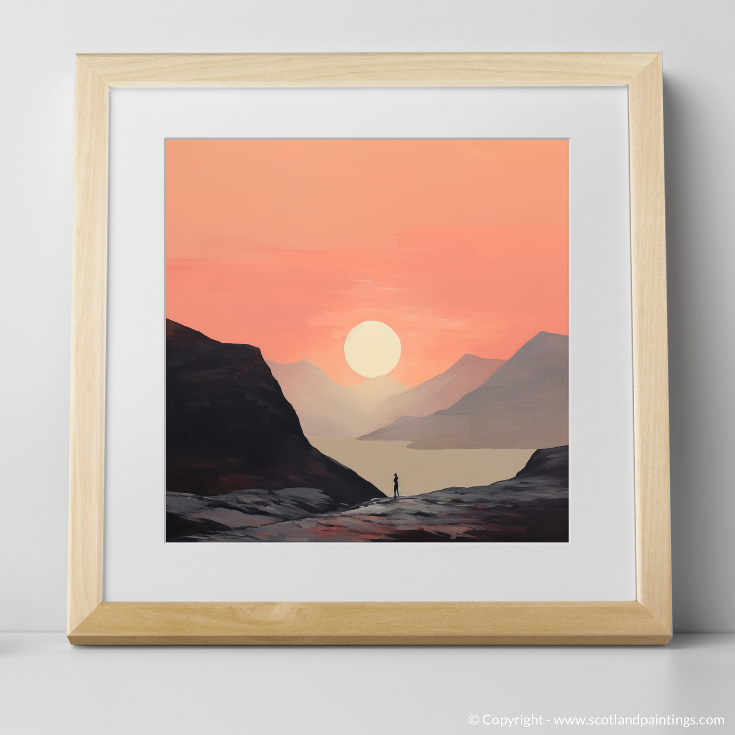 Hiker's Sunset Solace in Glencoe Minimalist Artwork