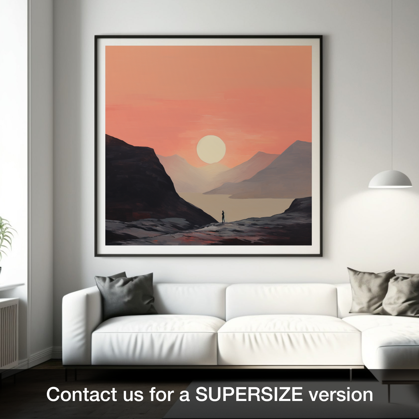 Hiker's Sunset Solace in Glencoe Minimalist Artwork