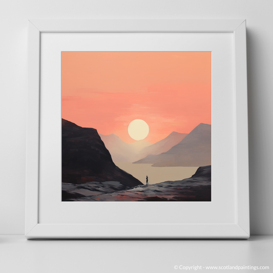 Hiker's Sunset Solace in Glencoe Minimalist Artwork