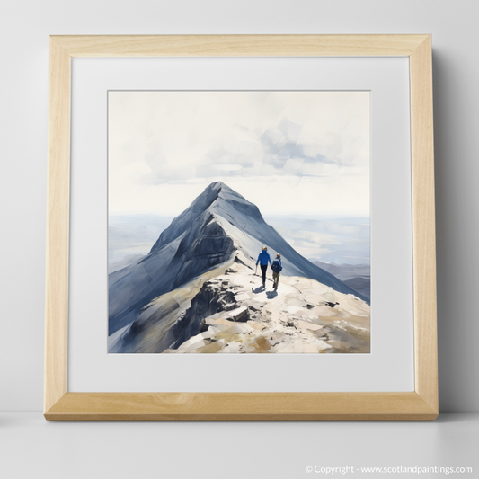 Hikers at Buachaille Summit: A Minimalist Ode to the Scottish Highlands