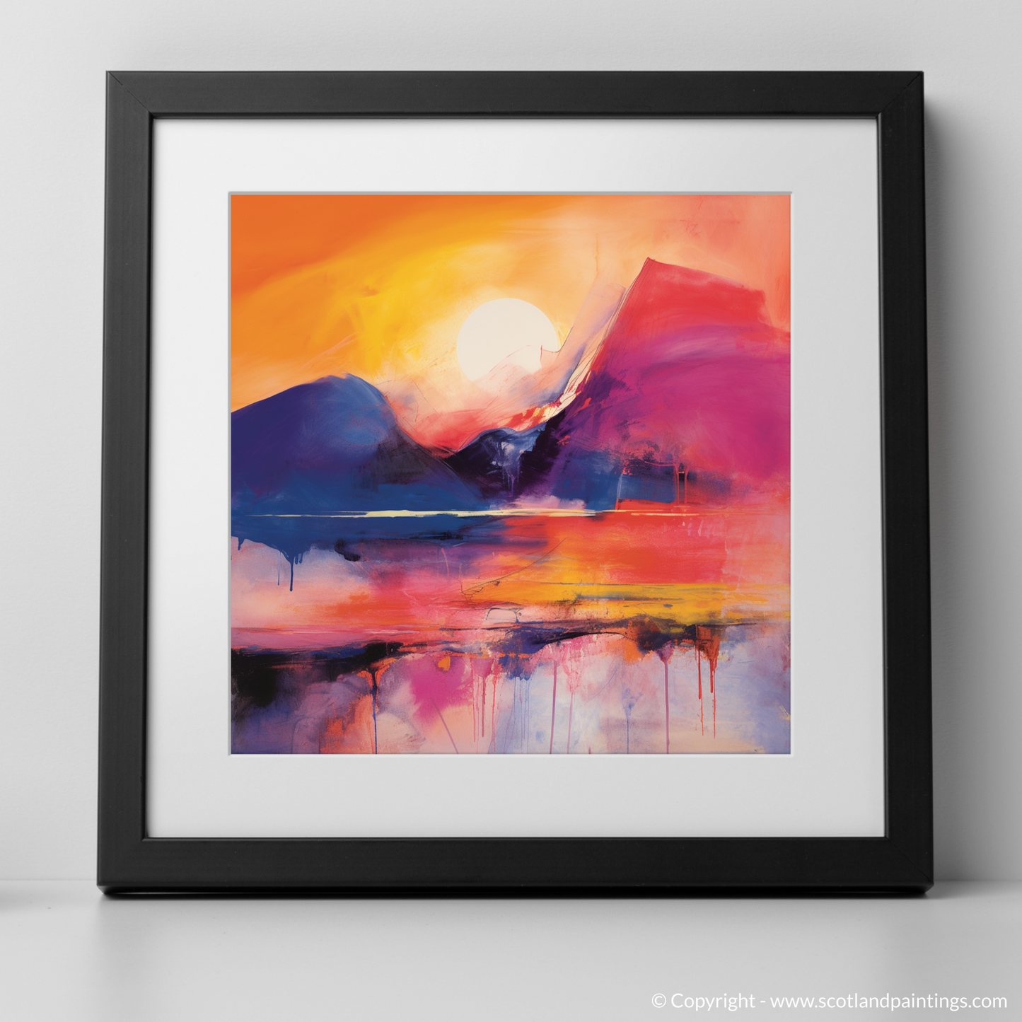 Fiery Skies and Serene Peaks: An Abstract Vision of Glencoe