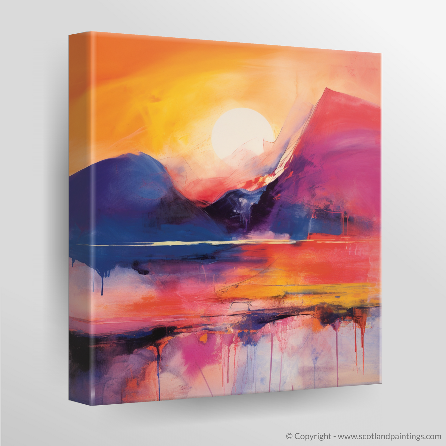 Fiery Skies and Serene Peaks: An Abstract Vision of Glencoe