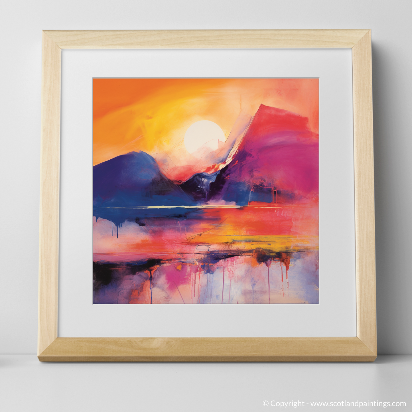 Fiery Skies and Serene Peaks: An Abstract Vision of Glencoe