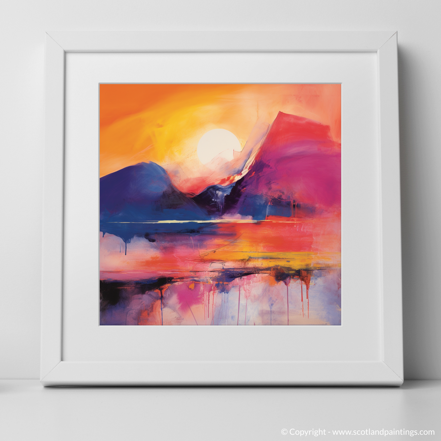 Fiery Skies and Serene Peaks: An Abstract Vision of Glencoe