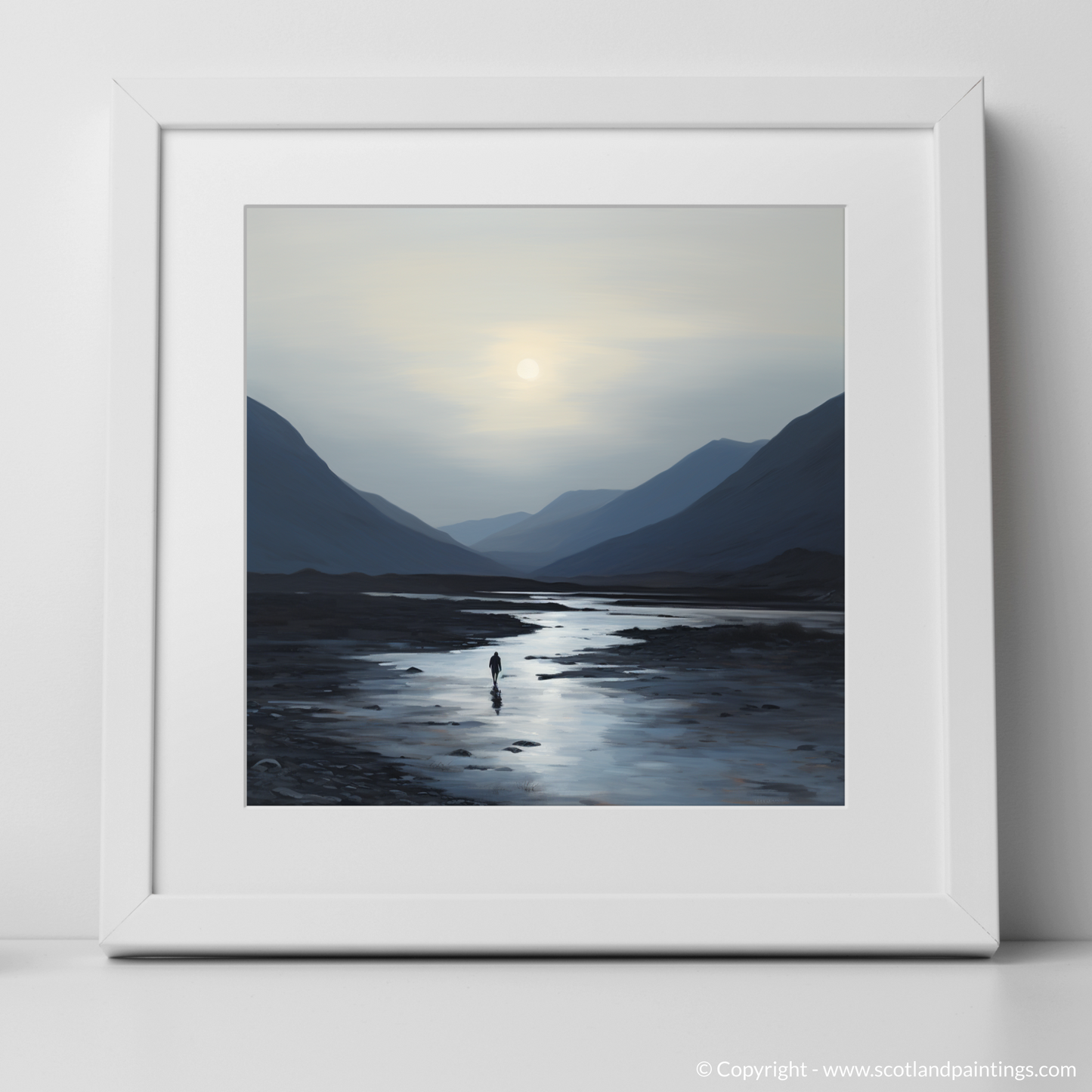 Solitary Walker at Dusk: A Minimalist Homage to Glencoe's Wild Beauty